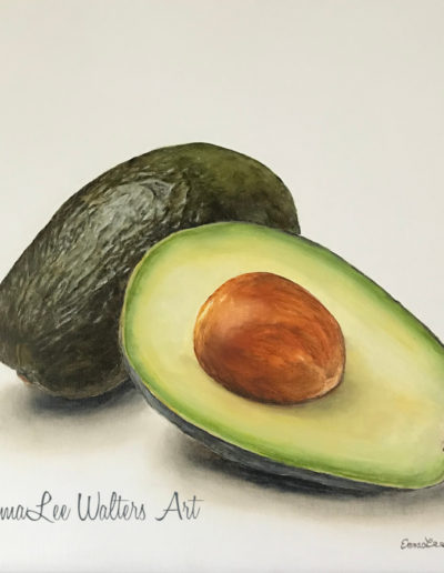 avocado painting, oil painting, avocado, EmmaLee Walters Art, EmmaLee Walters