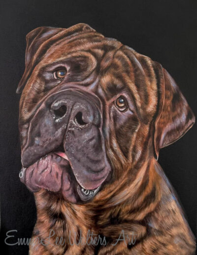 Bull mastiff painting, mastiff art, EmmaLee Art, EmmaLee Walters, pet portrait, dog painting, dog oil painting, custom pet painting