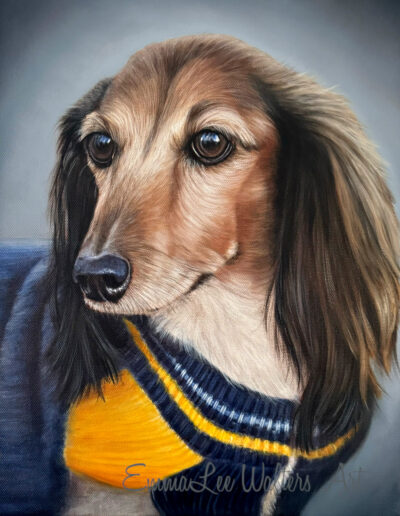 Dachshund painting, EmmaLee Walters, EmmaLee Art, Dachshund Art, Pet Portrait, Dog Oil Painting, Realistic Dog Painting