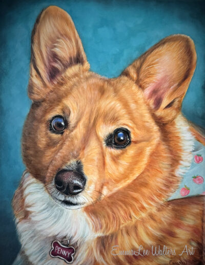 Corgi Painting, Corgi Art, EmmaLee Walters, EmmaLee Art, Pet Portrait, Corgi Oil Painting, Realistic Corgi Painting