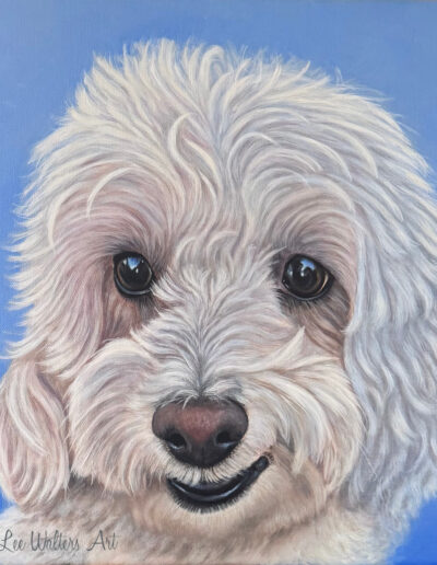 Pet painting, Realistic dog painting, painting white fur, EmmaLee Walters Art,